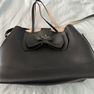 Kate Spade Black Leather Bow Shoulder Bag